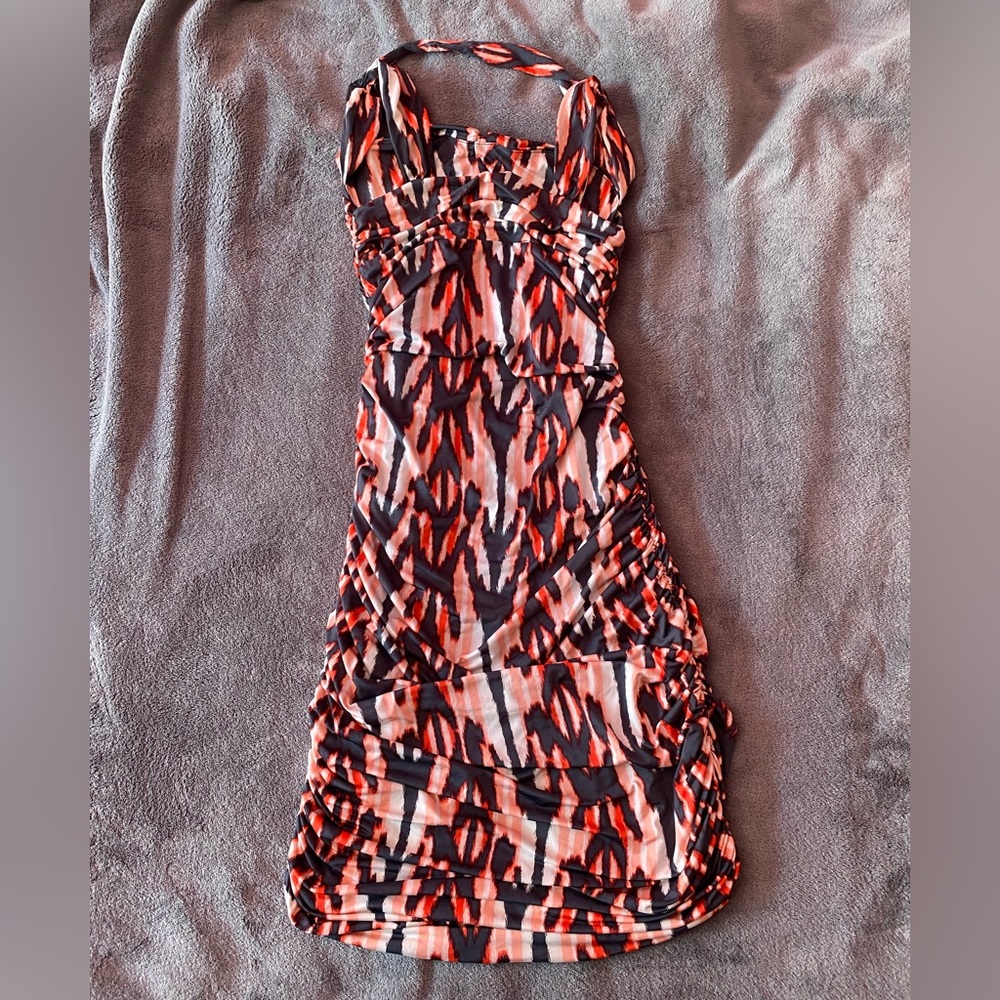 Multi-color Ruched Strappy Dress - Picture 2 of 3